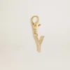 Letter Y charm in gold-colored brass with crystals