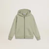 Light green sweatshirt with zip fastening