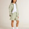 Light green sweatshirt with zip fastening