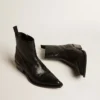Low Debbie boots in black snake-print leather