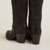 Low Wish Star boots in black leather with tone-on-tone inlay star