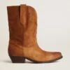 Low Wish Star boots in cognac-colored suede with inlay star