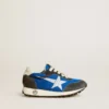 Marathon Junior in blue nylon with printed star and leather heel tab