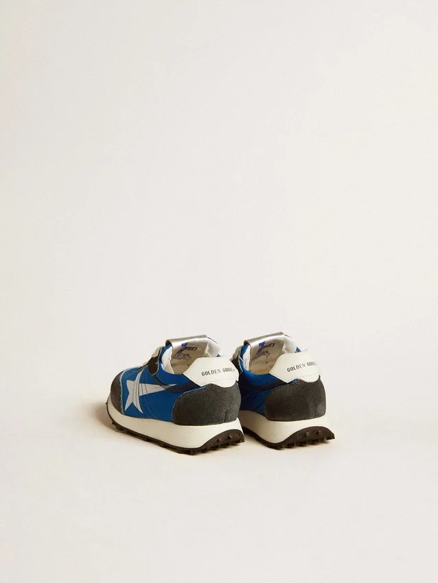 Marathon Junior in blue nylon with printed star and leather heel tab