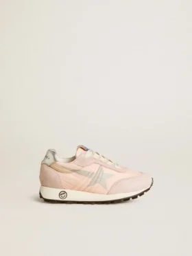 Marathon Junior in pink nylon with printed star and leather heel tab