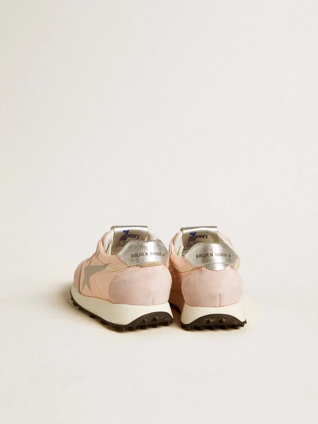 Marathon Junior in pink nylon with printed star and leather heel tab