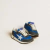 Marathon Young in blue nylon with printed star and leather heel tab