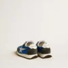 Marathon Young in blue nylon with printed star and leather heel tab