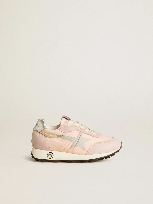 Marathon Young in pink nylon with printed star and leather heel tab