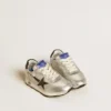 Marathon Young in silver nylon with black star and leather heel tab