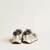 Marathon Young in silver nylon with black star and leather heel tab