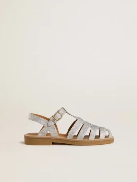 Maxime Young sandals in silver micro-glitter