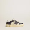 May Junior in white and blue leather with leather star and heel tab