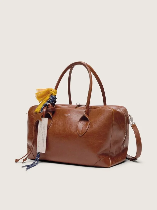 Medium Vita Bag in light brown leather with charms and silver details