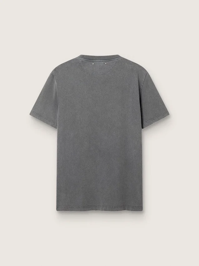 Men's anthracite gray T-shirt with distressed treatment