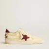 Men's Ball Star in beige nappa with burgundy mesh star and heel tab