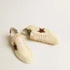 Men's Ball Star in beige nappa with burgundy mesh star and heel tab