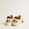 Men's Ball Star in beige nappa with burgundy mesh star and heel tab