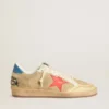 Men's Ball Star in beige suede with coral leather star and blue nappa heel tab