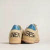 Men's Ball Star in beige suede with coral leather star and blue nappa heel tab