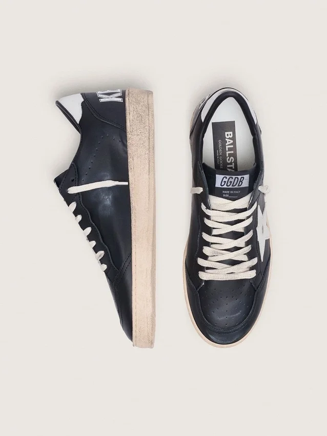 Men's Ball Star in black nappa with white leather star and heel tab