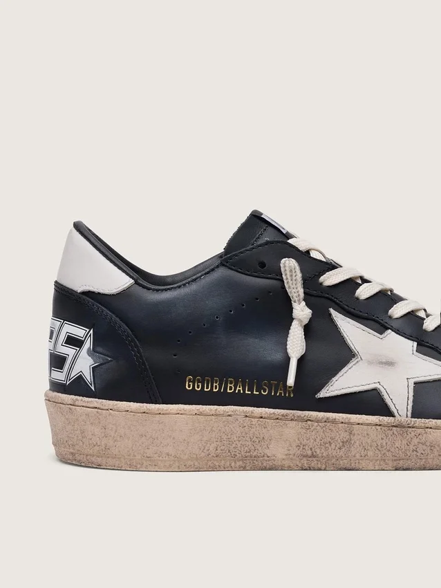 Men's Ball Star in black nappa with white leather star and heel tab