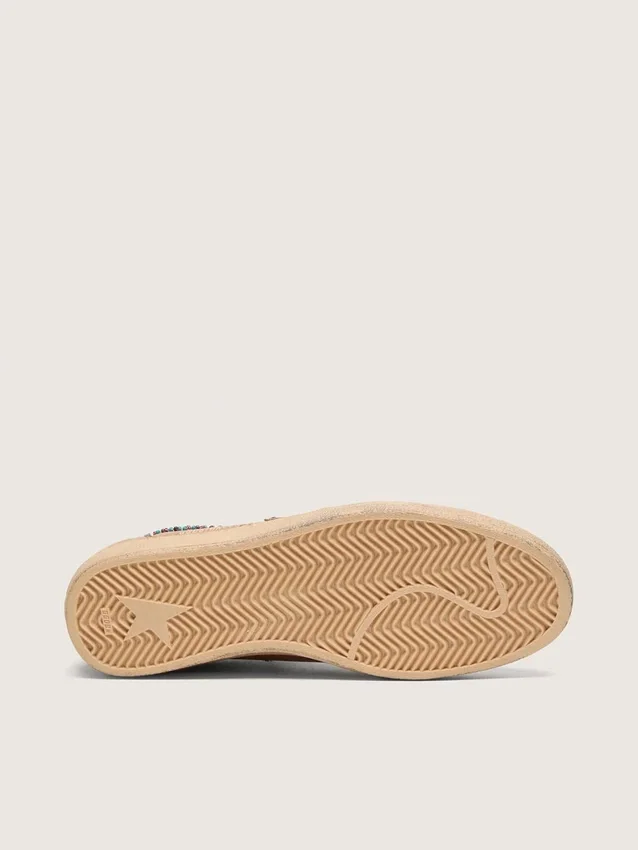 Men's Ball Star in brown leather with beige suede star and beads