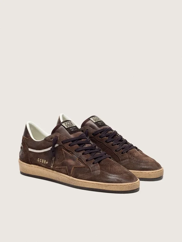 Men's Ball Star in brown suede with brown leather star and heel tab