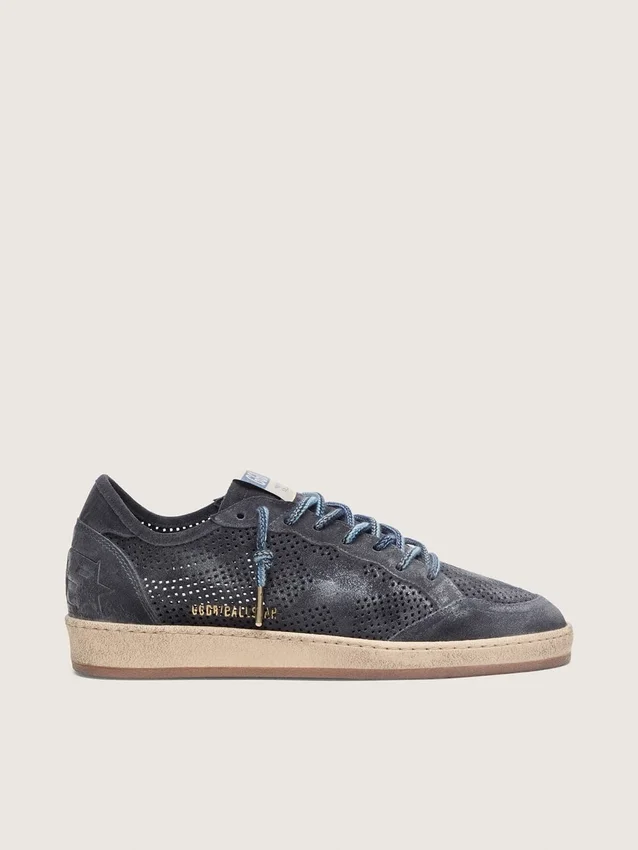 Men's Ball Star in dark blue perforated suede with dark blue suede star