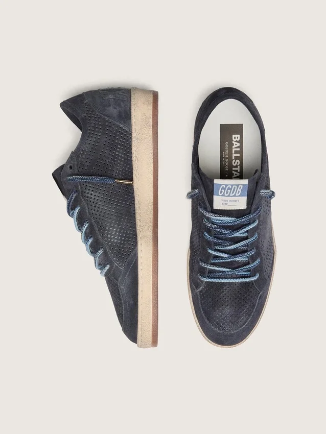 Men's Ball Star in dark blue perforated suede with dark blue suede star