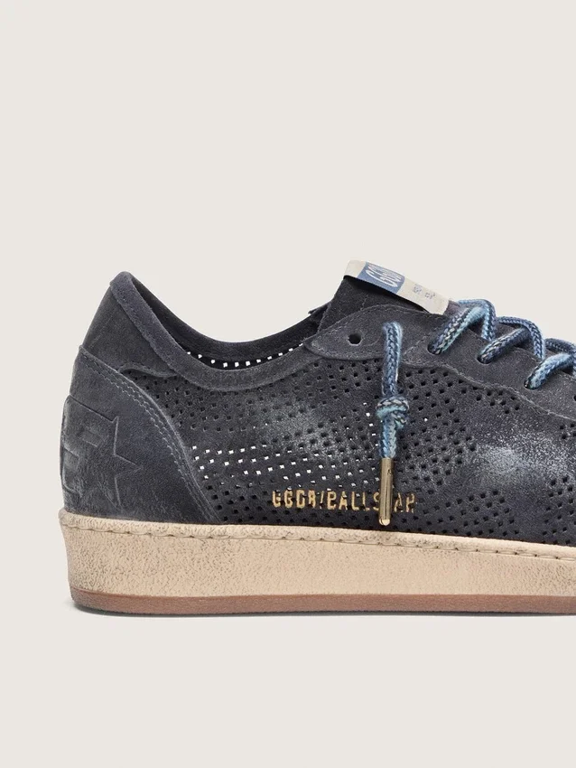 Men's Ball Star in dark blue perforated suede with dark blue suede star