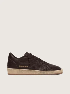 Men's Ball Star in dark brown leather with tone-on-tone leather star