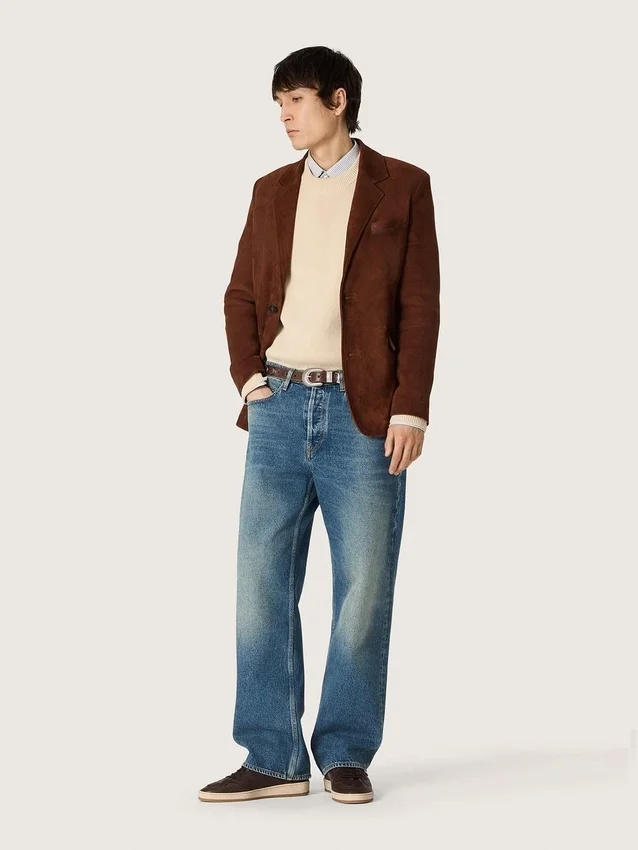 Men's Ball Star in dark brown leather with tone-on-tone leather star