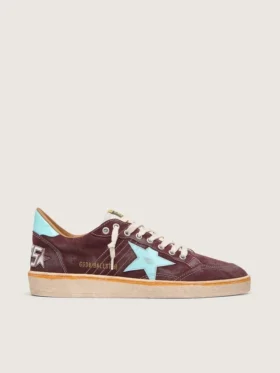 Men’s Ball Star in dark red suede with light blue star and heel tab