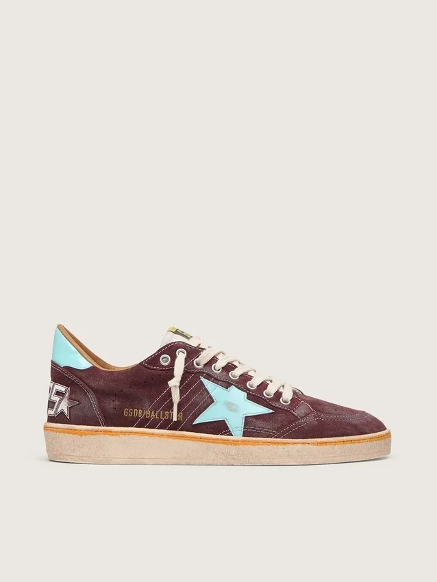 Men’s Ball Star in dark red suede with light blue star and heel tab
