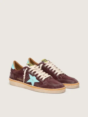 Men’s Ball Star in dark red suede with light blue star and heel tab