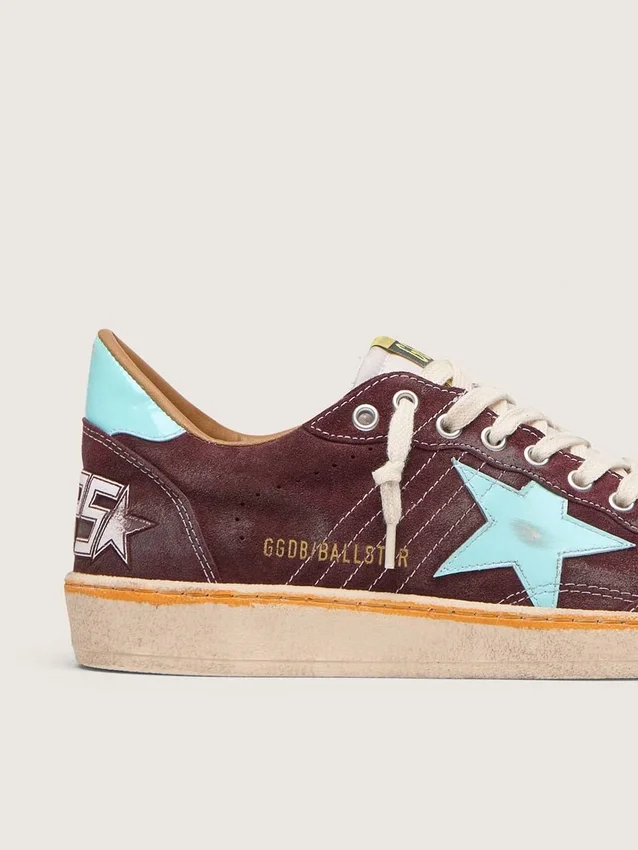 Men’s Ball Star in dark red suede with light blue star and heel tab