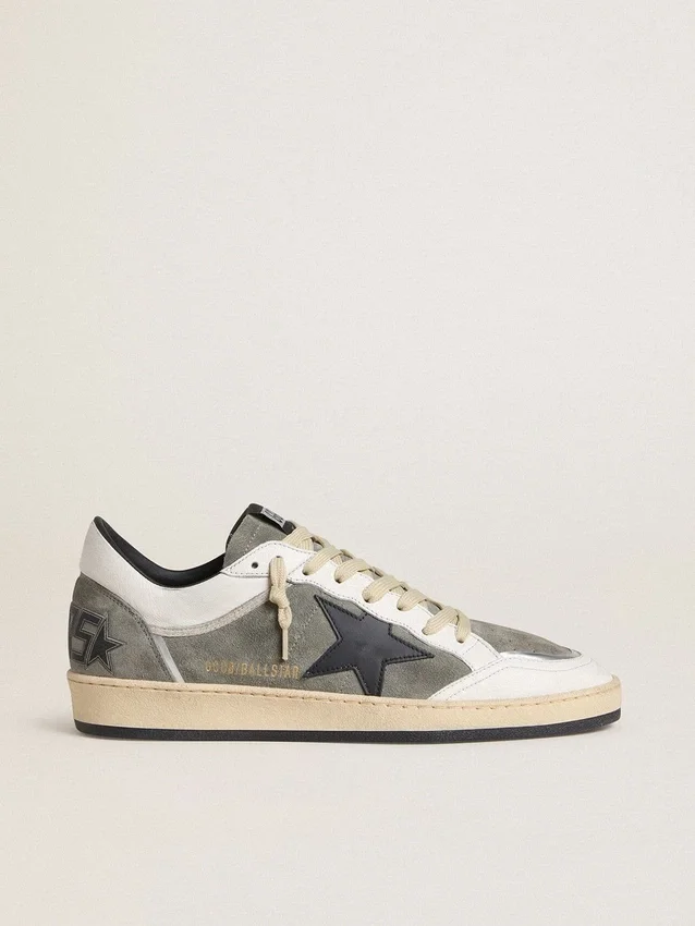 Men's Ball Star in gray suede with black leather star and white nappa leather inserts