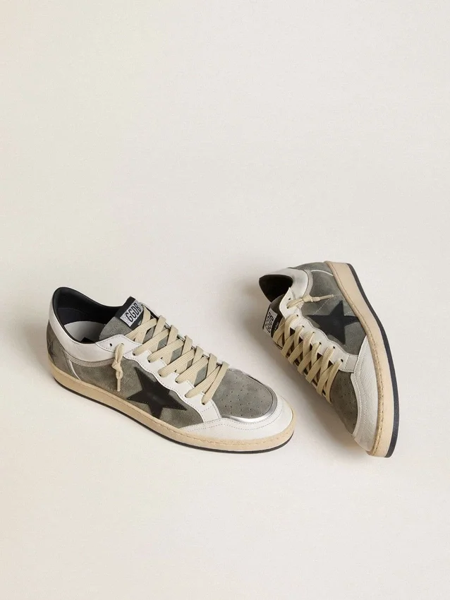 Men's Ball Star in gray suede with black leather star and white nappa leather inserts