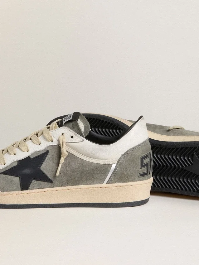 Men's Ball Star in gray suede with black leather star and white nappa leather inserts