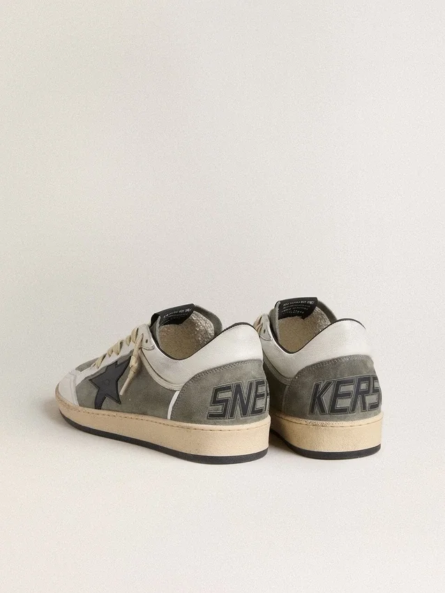 Men's Ball Star in gray suede with black leather star and white nappa leather inserts