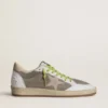 Men’s Ball Star in gray suede with old rose suede star and beige leather heel tab