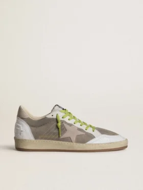 Men’s Ball Star in gray suede with old rose suede star and beige leather heel tab
