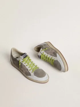 Men’s Ball Star in gray suede with old rose suede star and beige leather heel tab