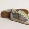 Men’s Ball Star in gray suede with old rose suede star and beige leather heel tab