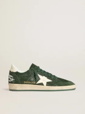 Men's Ball Star in green suede with white leather star and heel tab