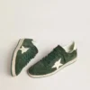 Men's Ball Star in green suede with white leather star and heel tab
