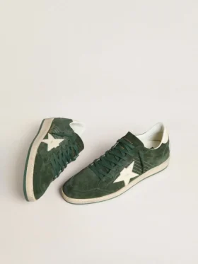 Men’s Ball Star in green suede with white leather star and heel tab