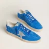 Men's Ball Star in light blue suede with studs and silver metallic leather star