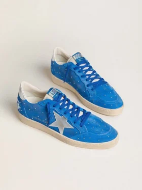 Men’s Ball Star in light blue suede with studs and silver metallic leather star